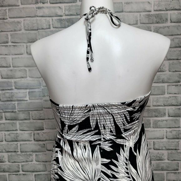 1.STATE Womens 8 Green Tropical Foliage Halter Smocked Back Jumpsuit Wide Leg - Picture 7 of 9